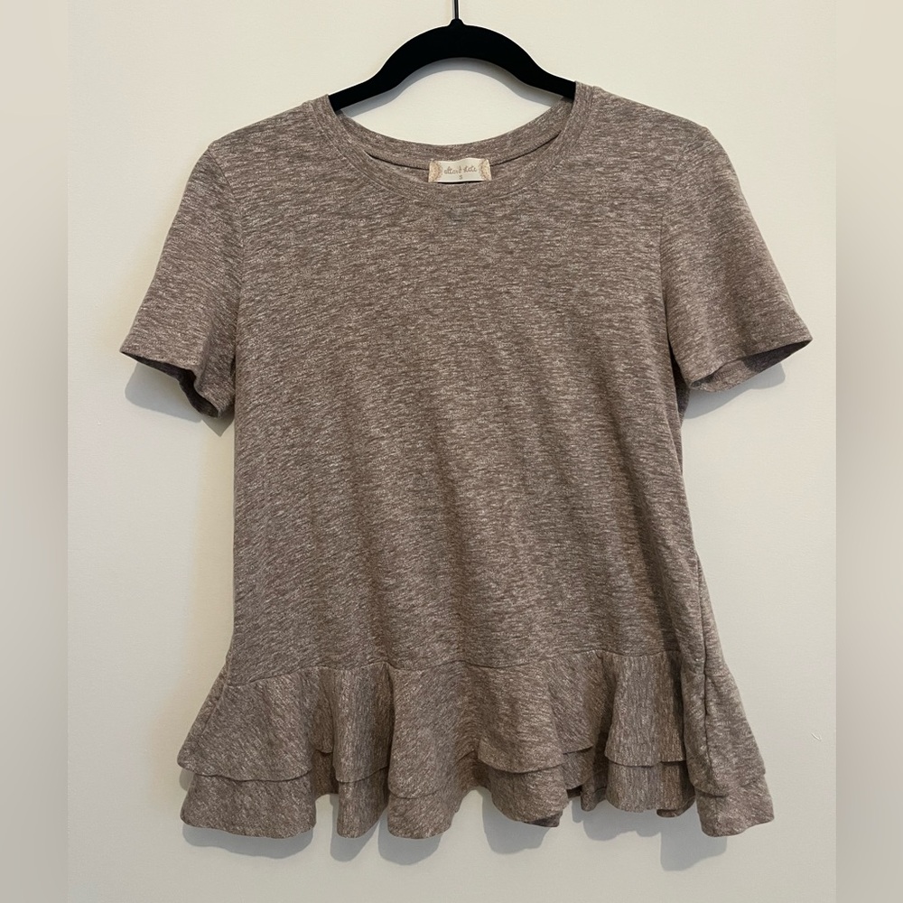 Altar’d State Brown Peplum Shirt Size Small